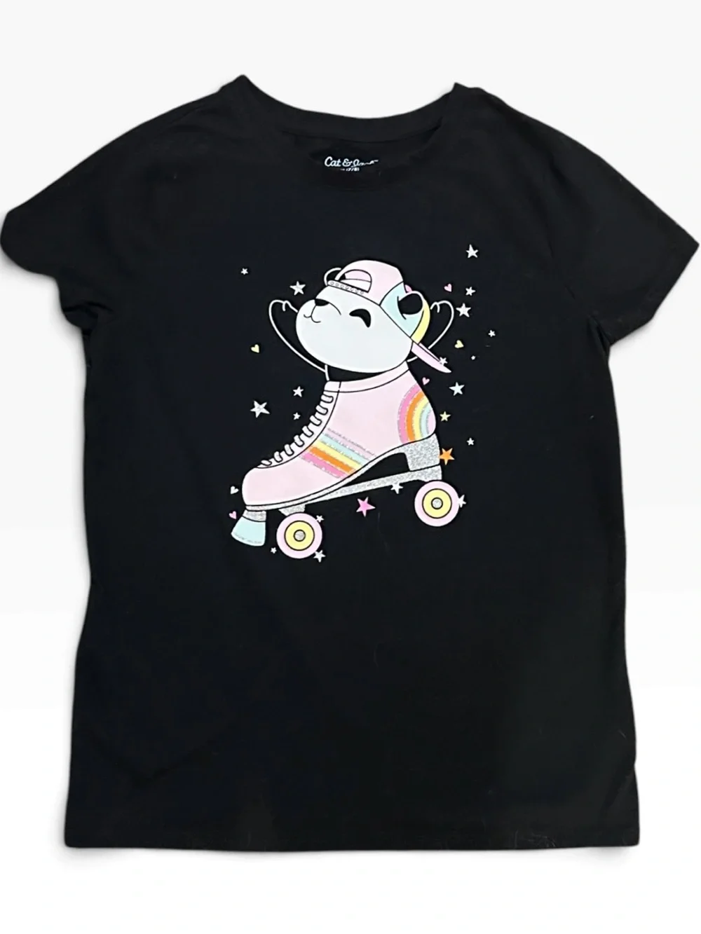 Cat & Jack Girls Shimmery Graphic Tees & Tank Top Bundle Size 7-8 - Lot of 4
